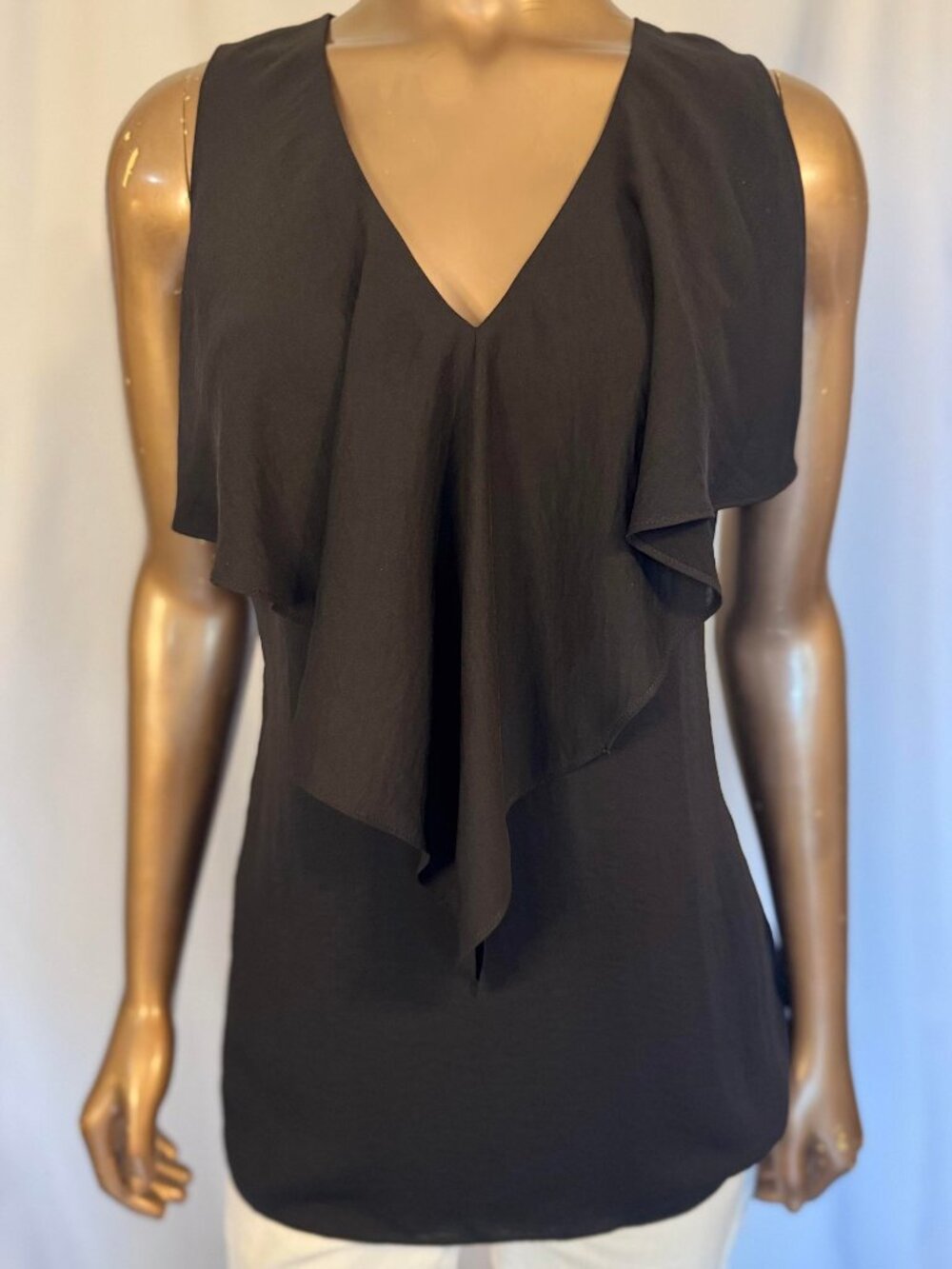 Banana Republic Ruffled V-neck front, Sleeveless Blouse